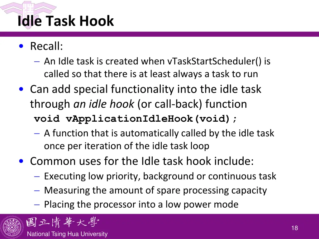 idle task hook