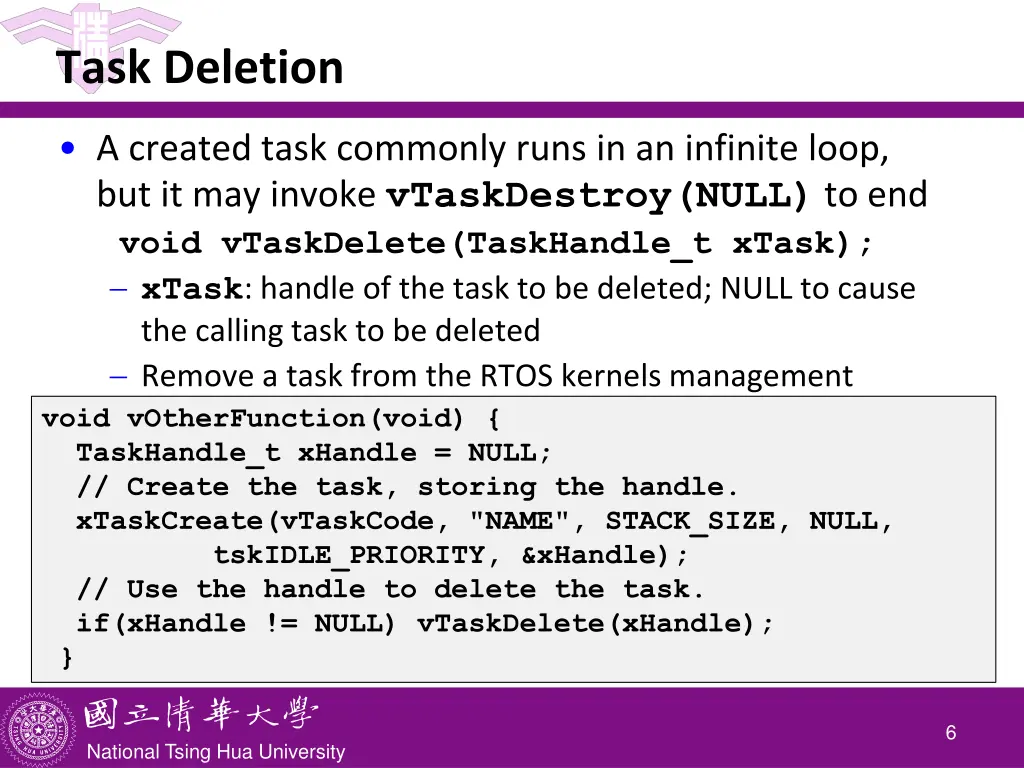 task deletion