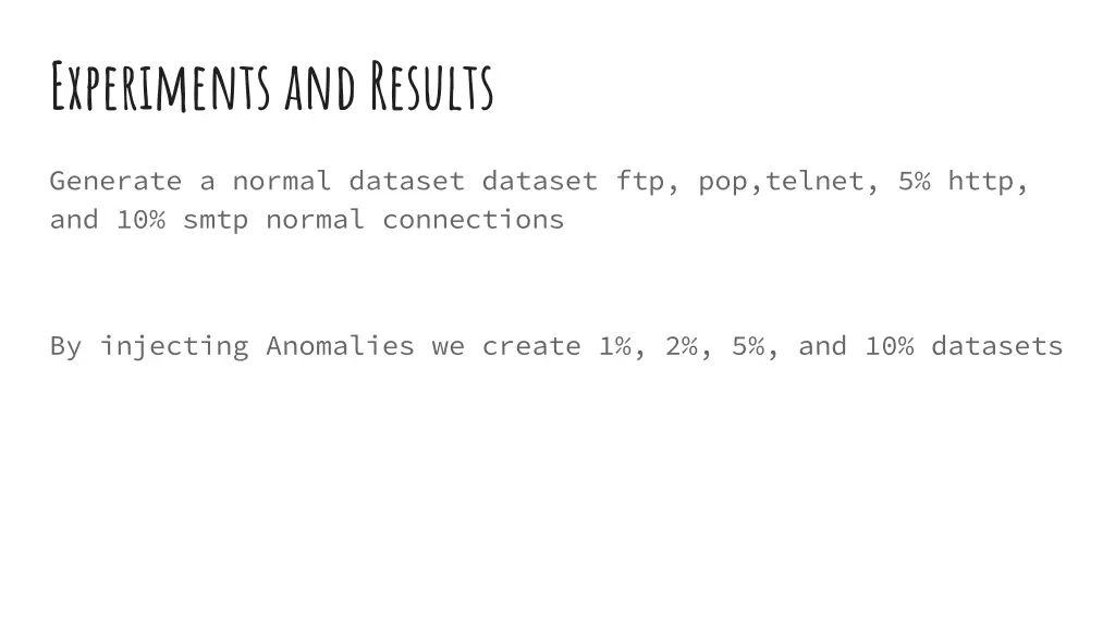 experiments and results 1
