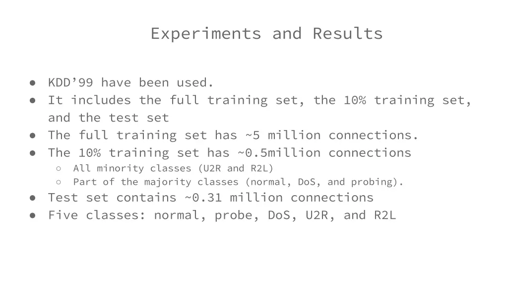 experiments and results