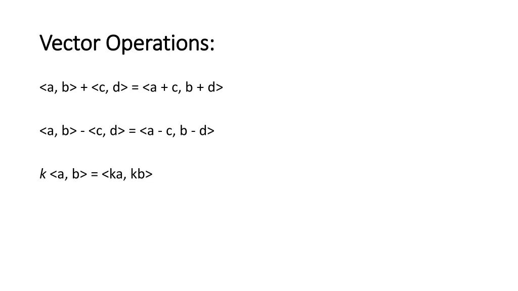 vector vector operations operations