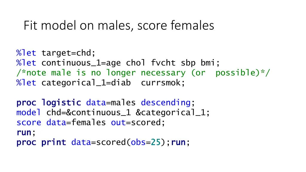 fit model on males score females
