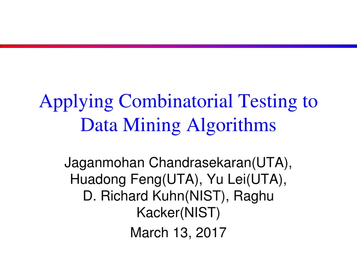 applying combinatorial testing to data mining
