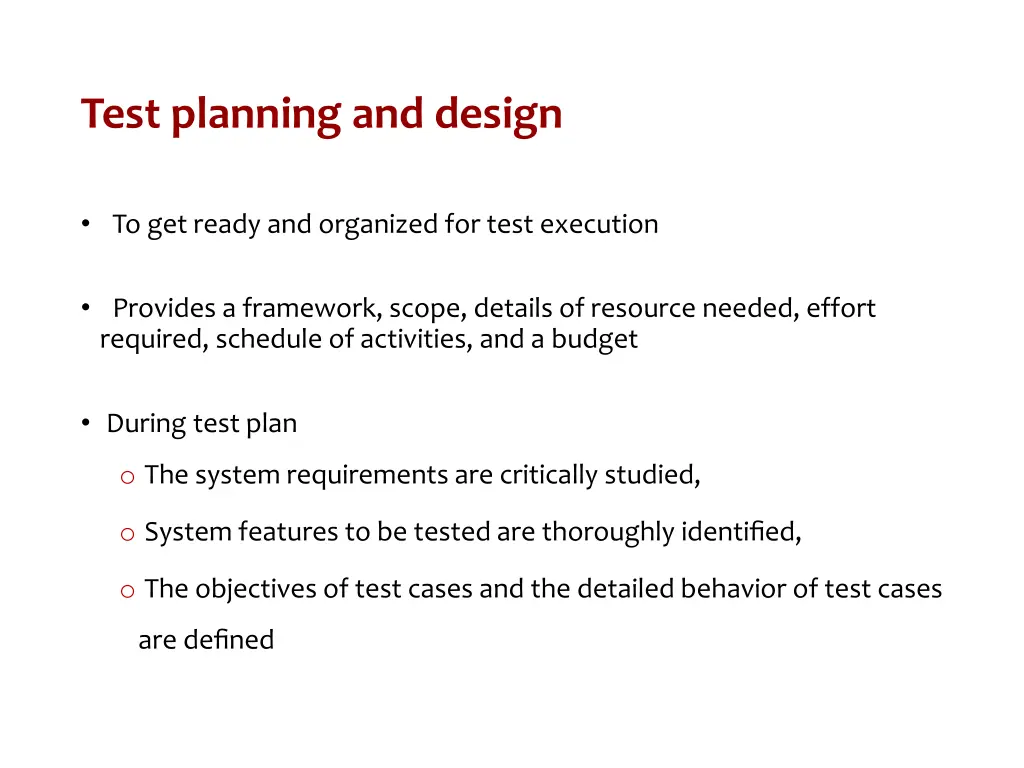 test planning and design
