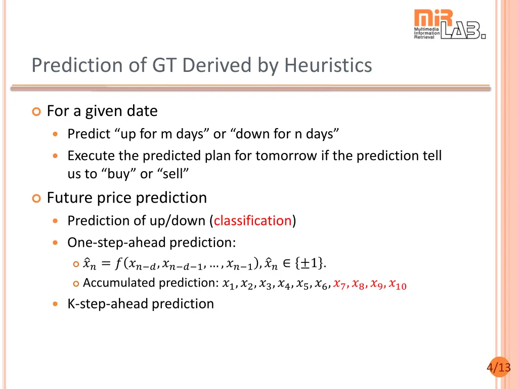 prediction of gt derived by heuristics