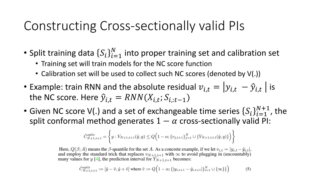 constructing cross sectionally valid pis