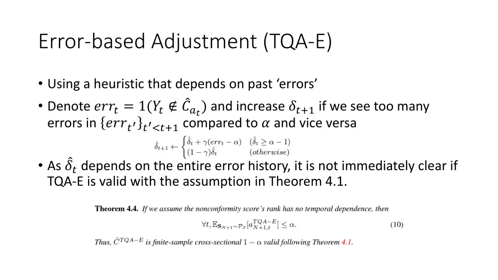 error based adjustment tqa e