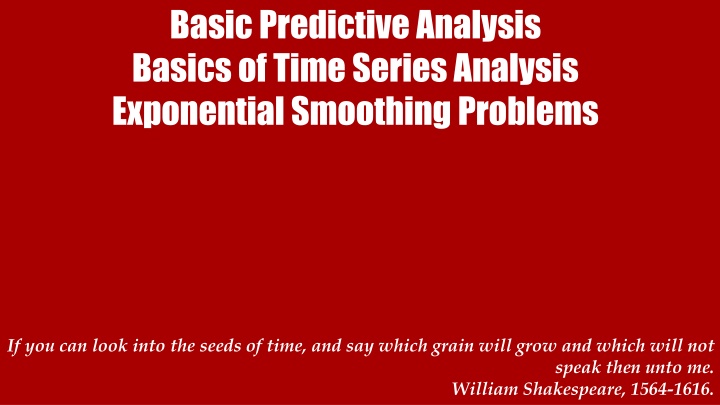 basic predictive analysis basics of time series
