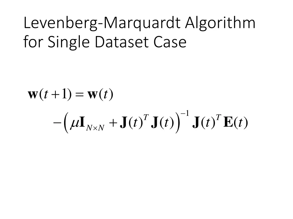levenberg marquardt algorithm for single dataset