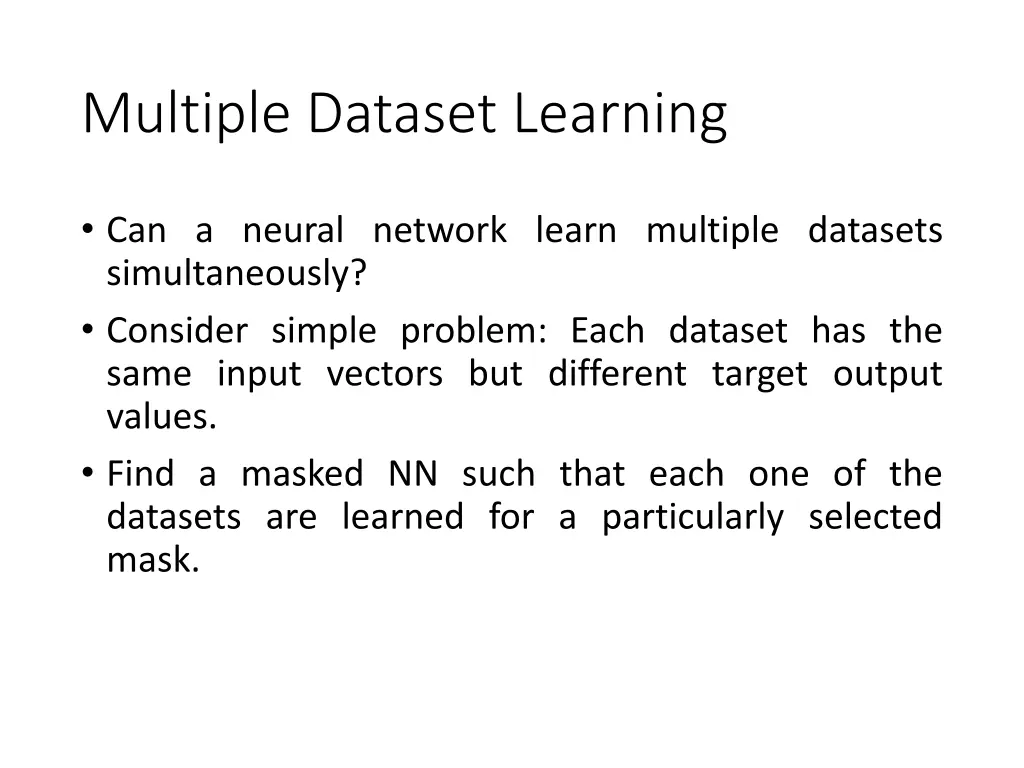multiple dataset learning