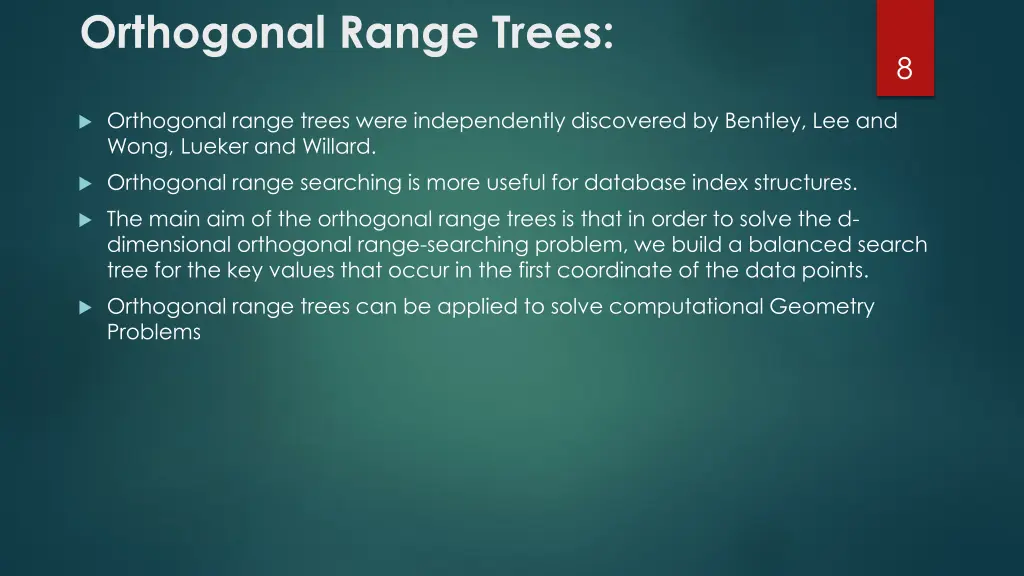 orthogonal range trees