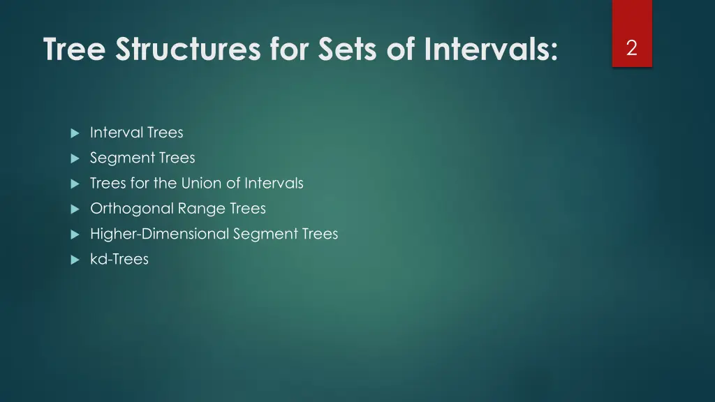 tree structures for sets of intervals