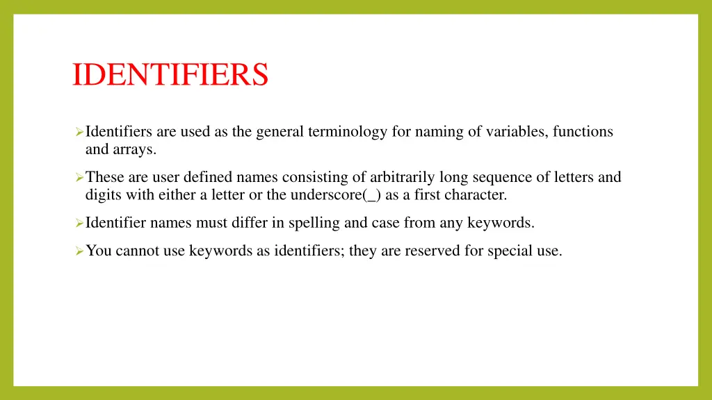 identifiers