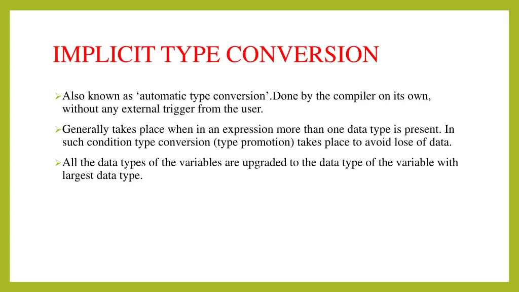 implicit type conversion