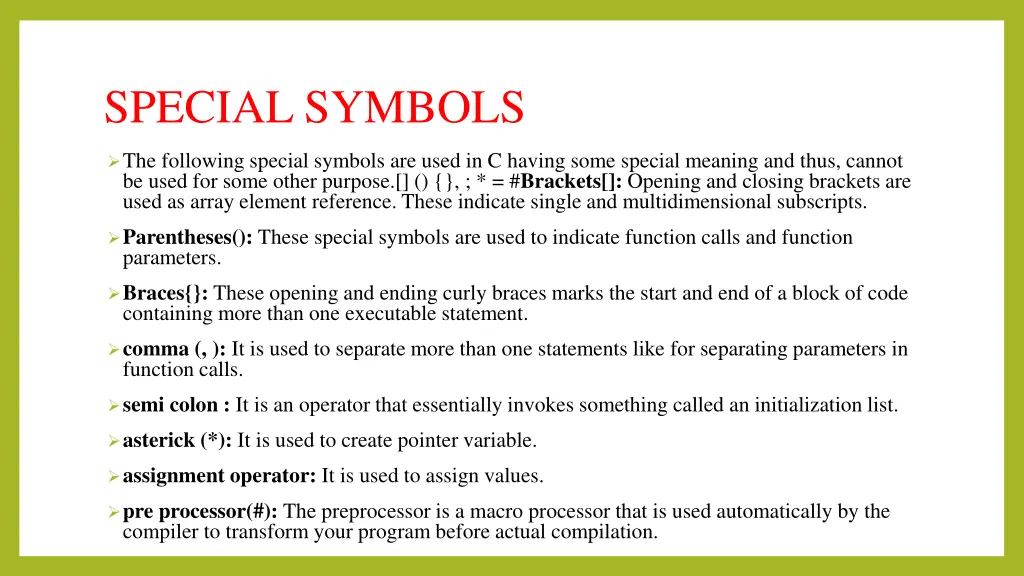 special symbols