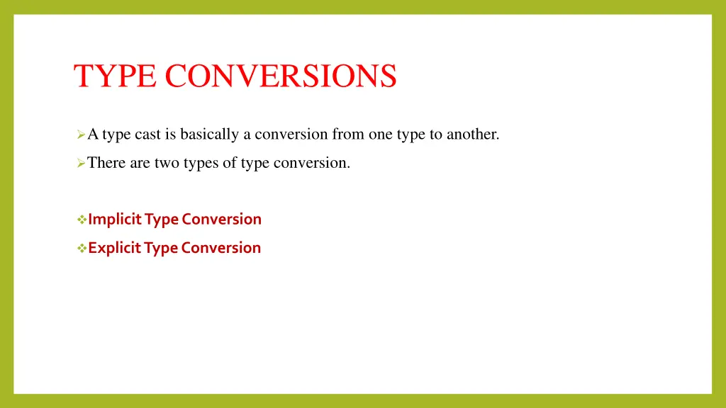 type conversions