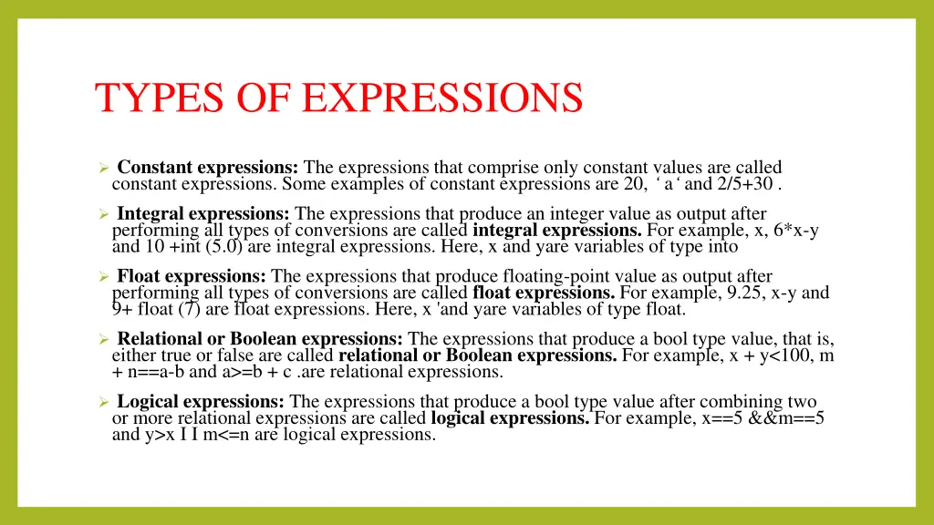 types of expressions