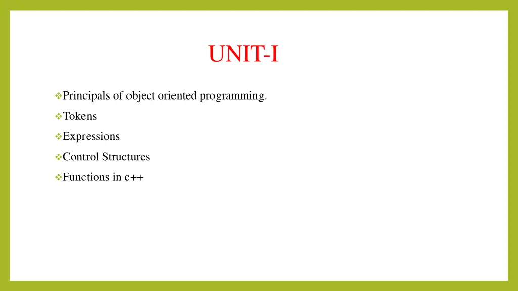 unit i
