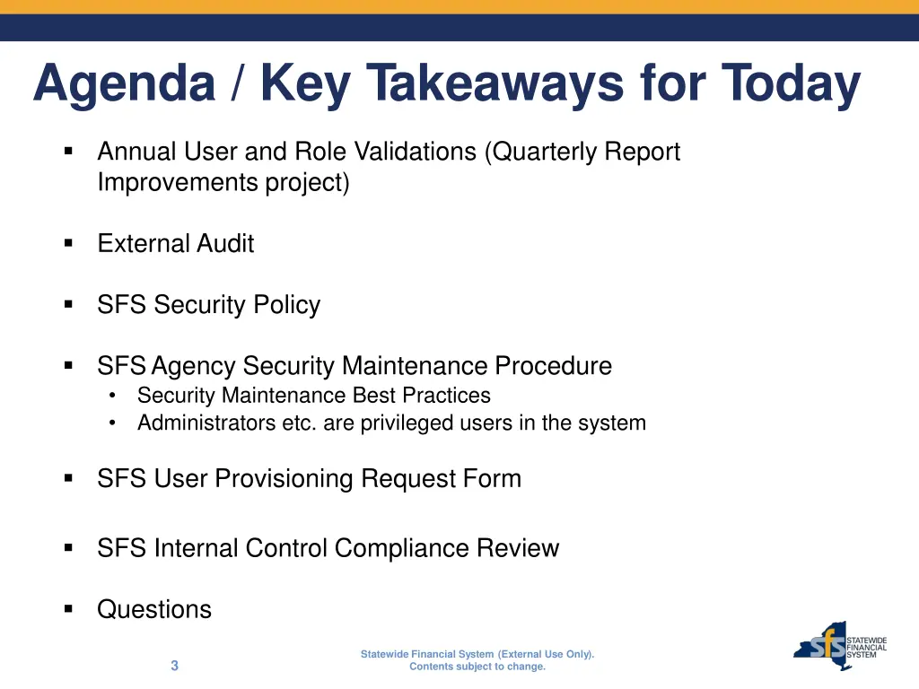 agenda key takeaways for today