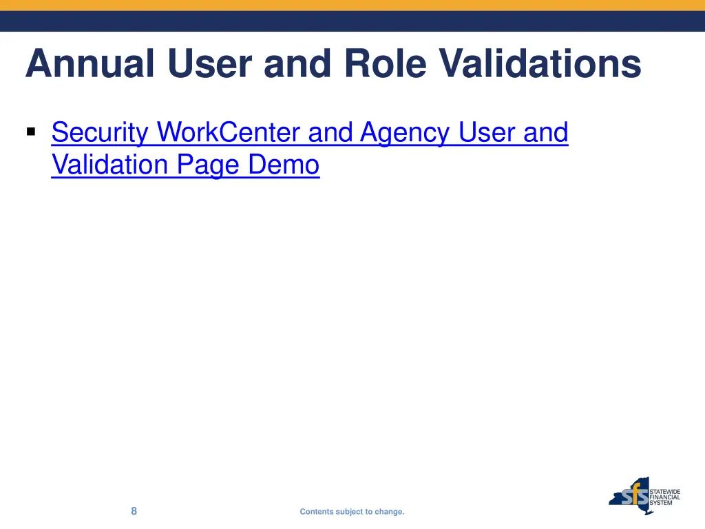 annual user and role validations 2