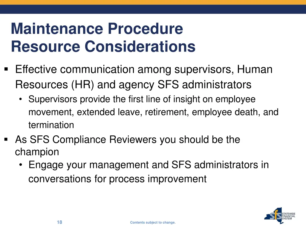 maintenance procedure resource considerations
