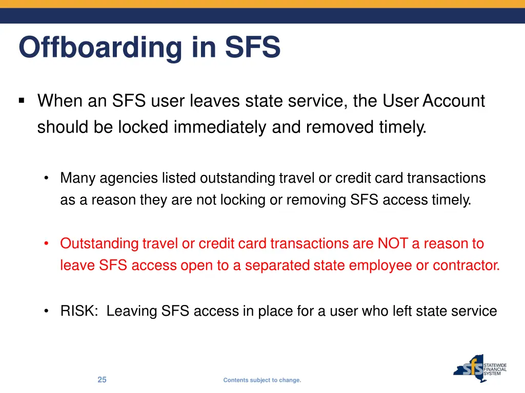 offboarding in sfs