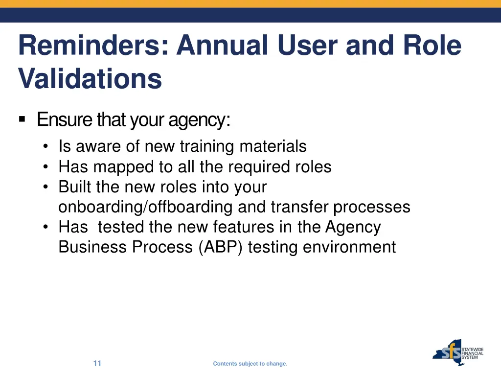 reminders annual user and role validations