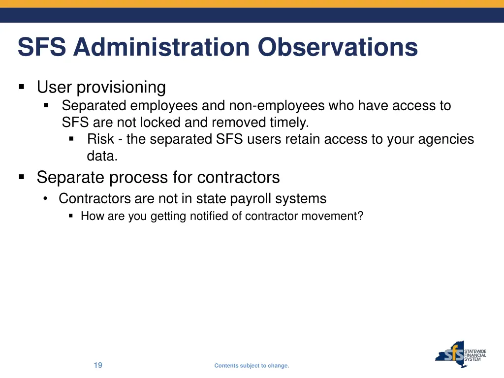 sfs administration observations