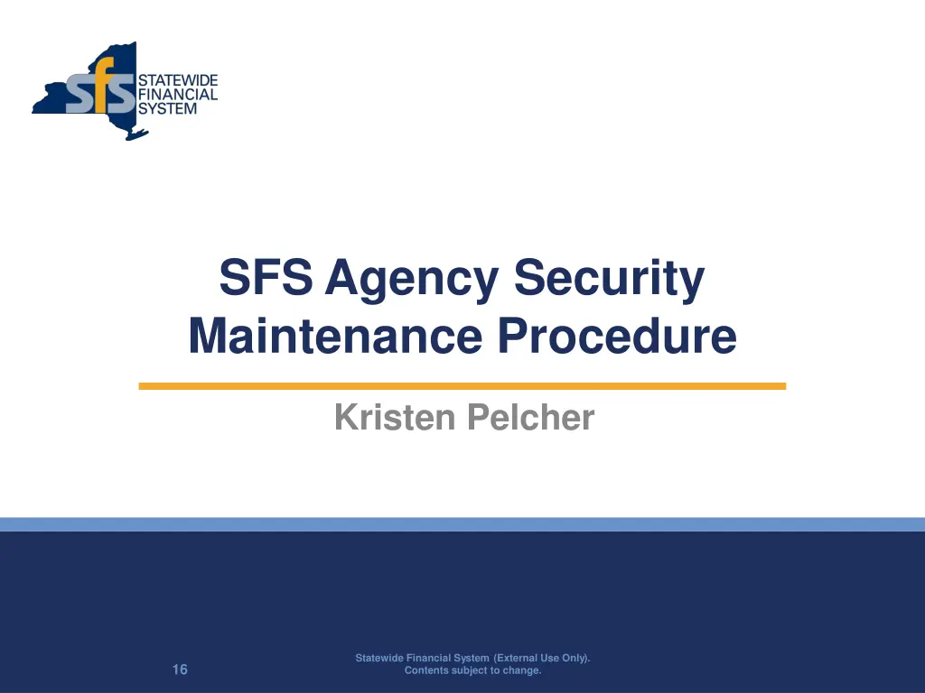 sfsagency security maintenance procedure