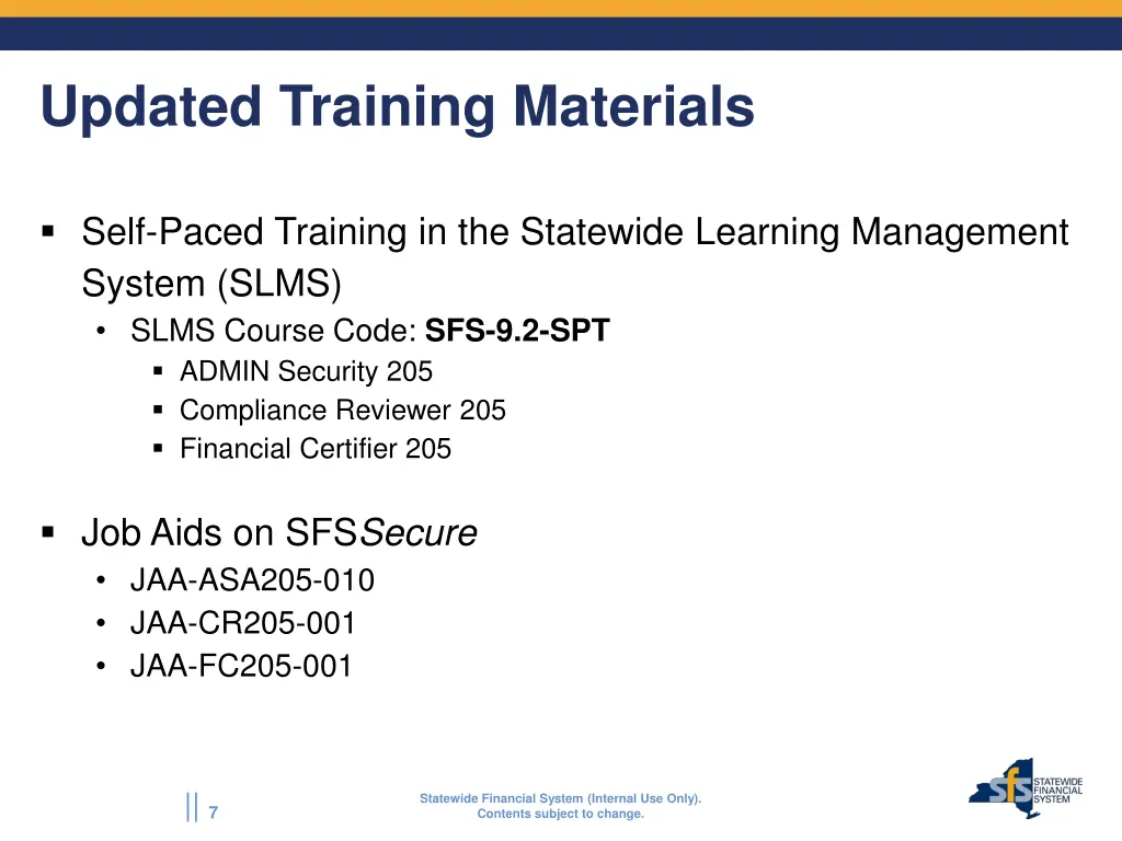 updated training materials