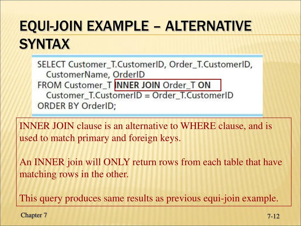 equi join example alternative syntax