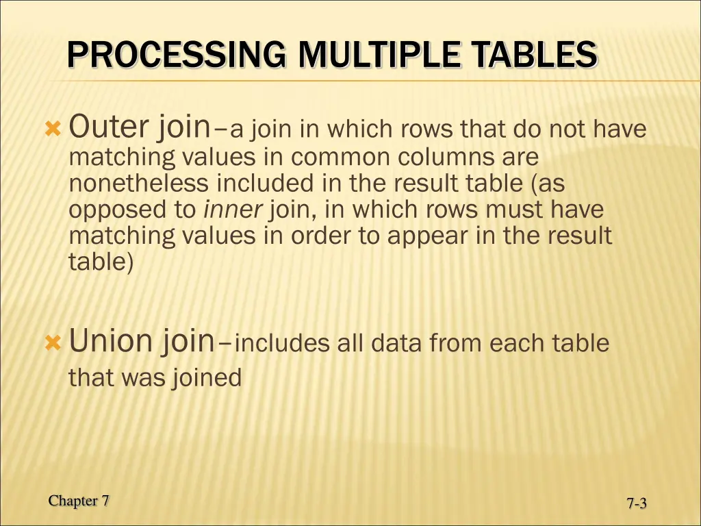processing multiple tables 1