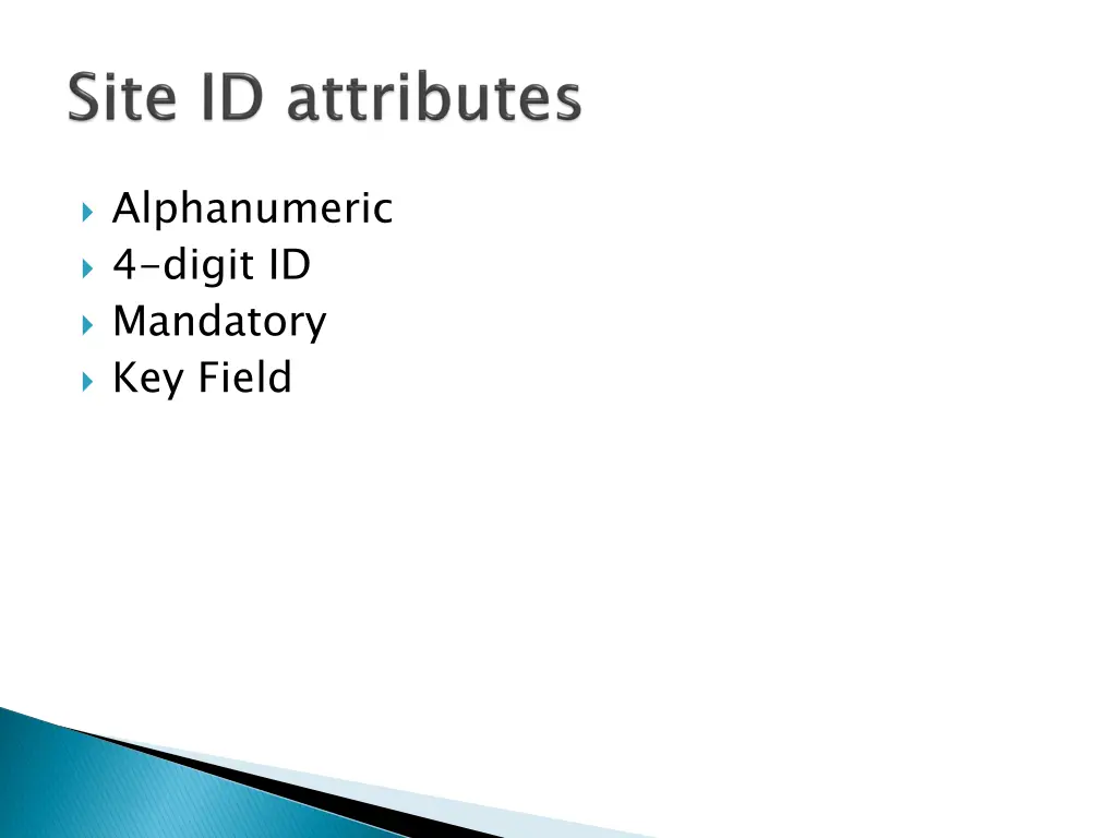 alphanumeric 4 digit id mandatory key field