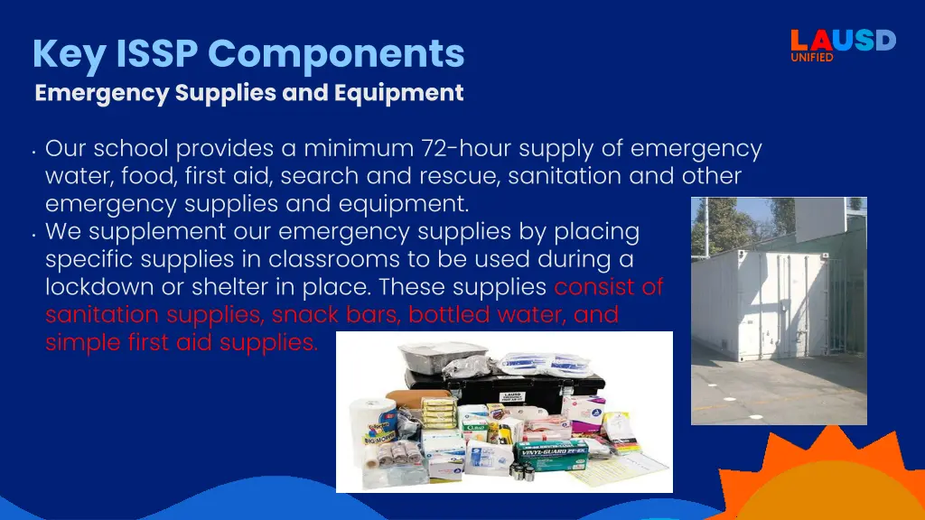 key issp components emergency supplies