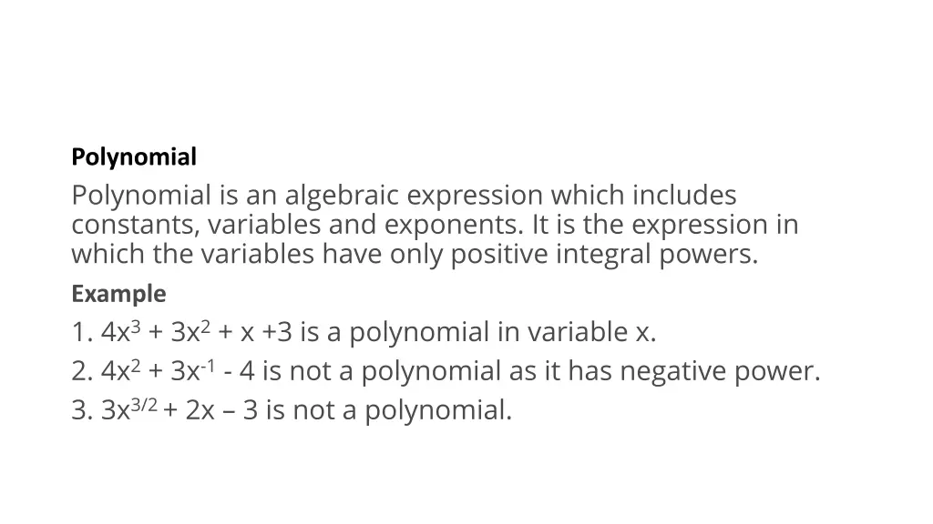 polynomial polynomial is an algebraic expression