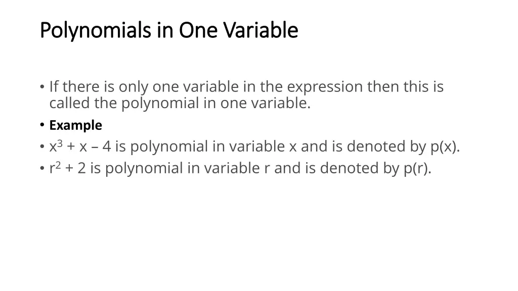 polynomials in one variable polynomials