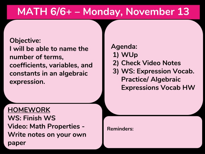 math 6 6 monday november 13