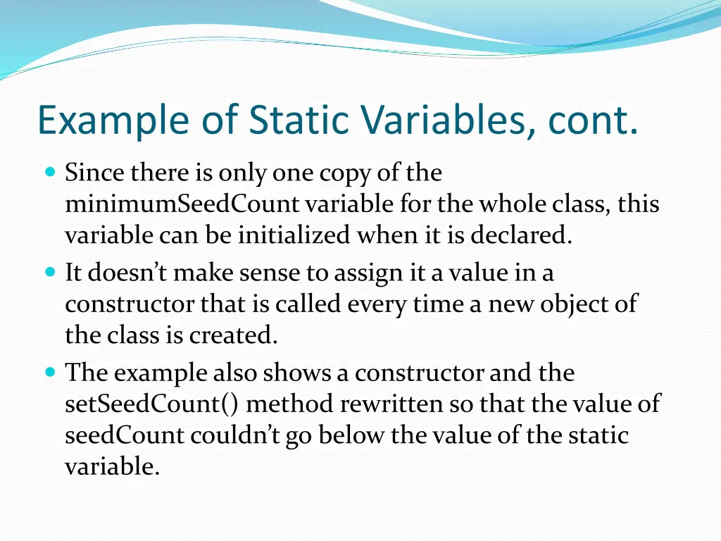 example of static variables cont