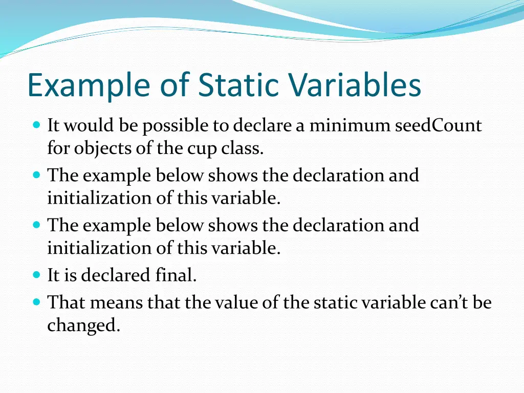 example of static variables