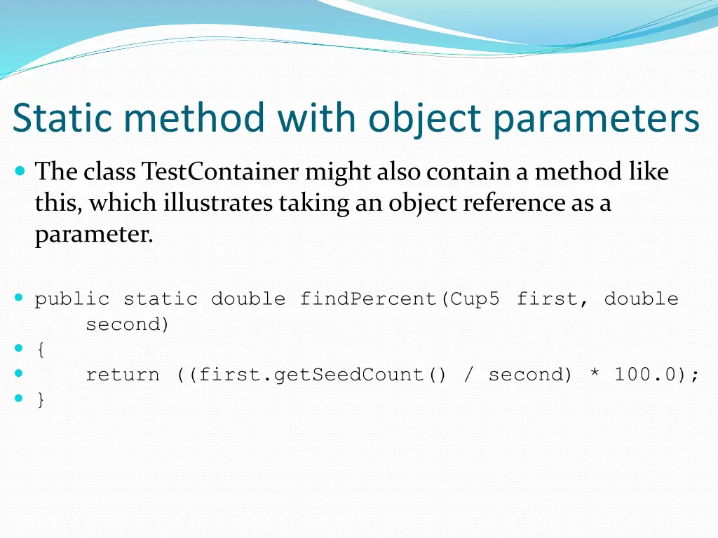 static method with object parameters