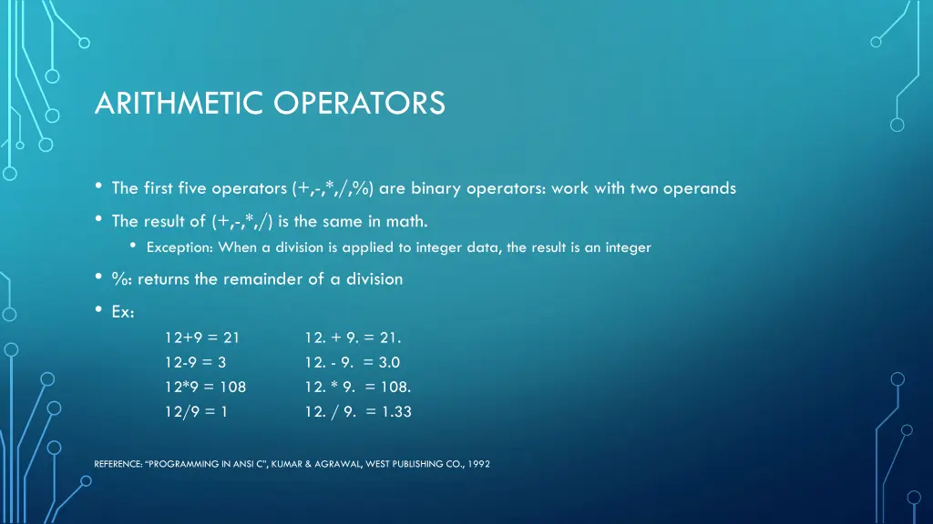 arithmetic operators 1