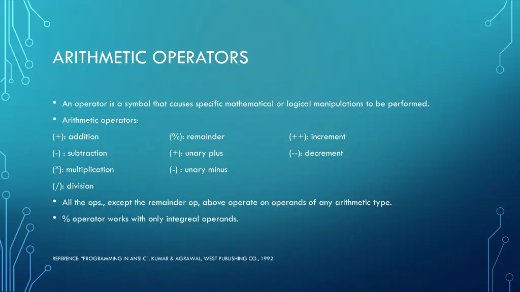 arithmetic operators