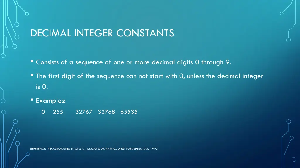 decimal integer constants