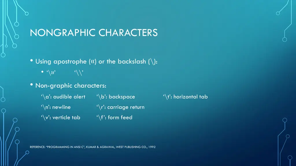 nongraphic characters