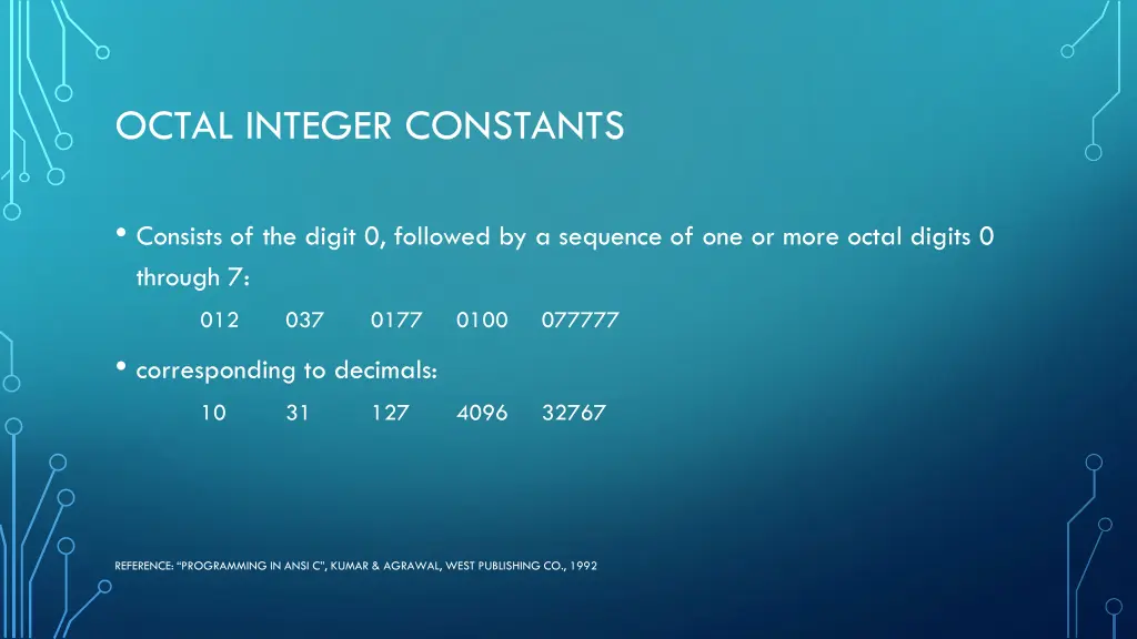 octal integer constants