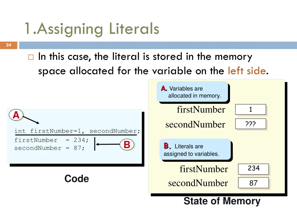 1 assigning literals