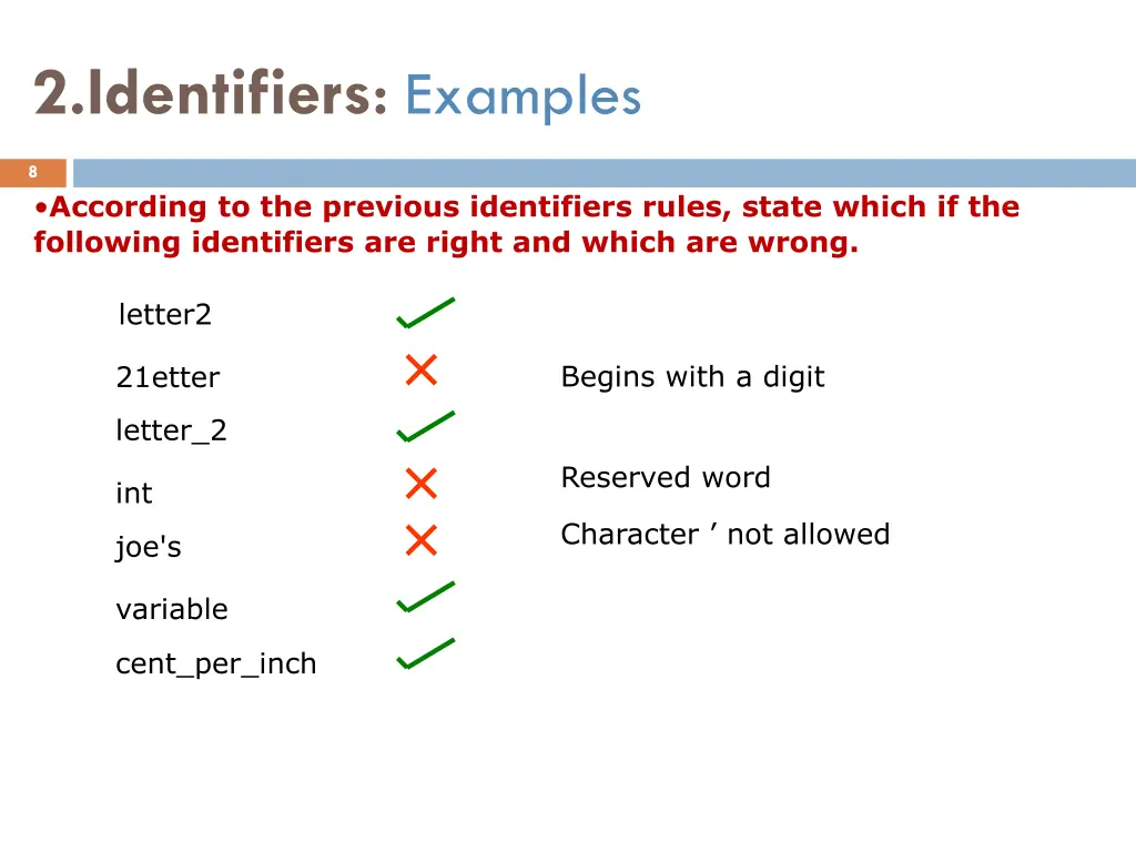 2 identifiers examples