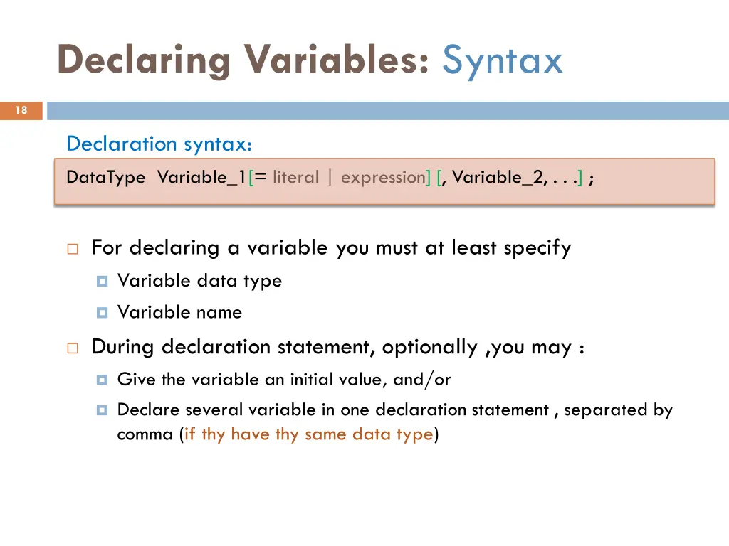 declaring variables syntax