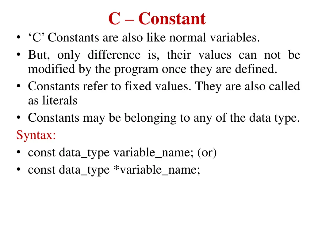 c constant