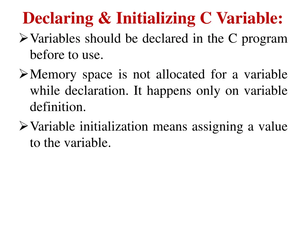 declaring initializing c variable variables